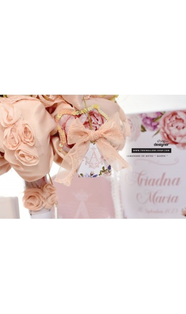Lumanare botez cu trandafiri si orhidee pentru fetite, 65x4 cm, Regala 10
